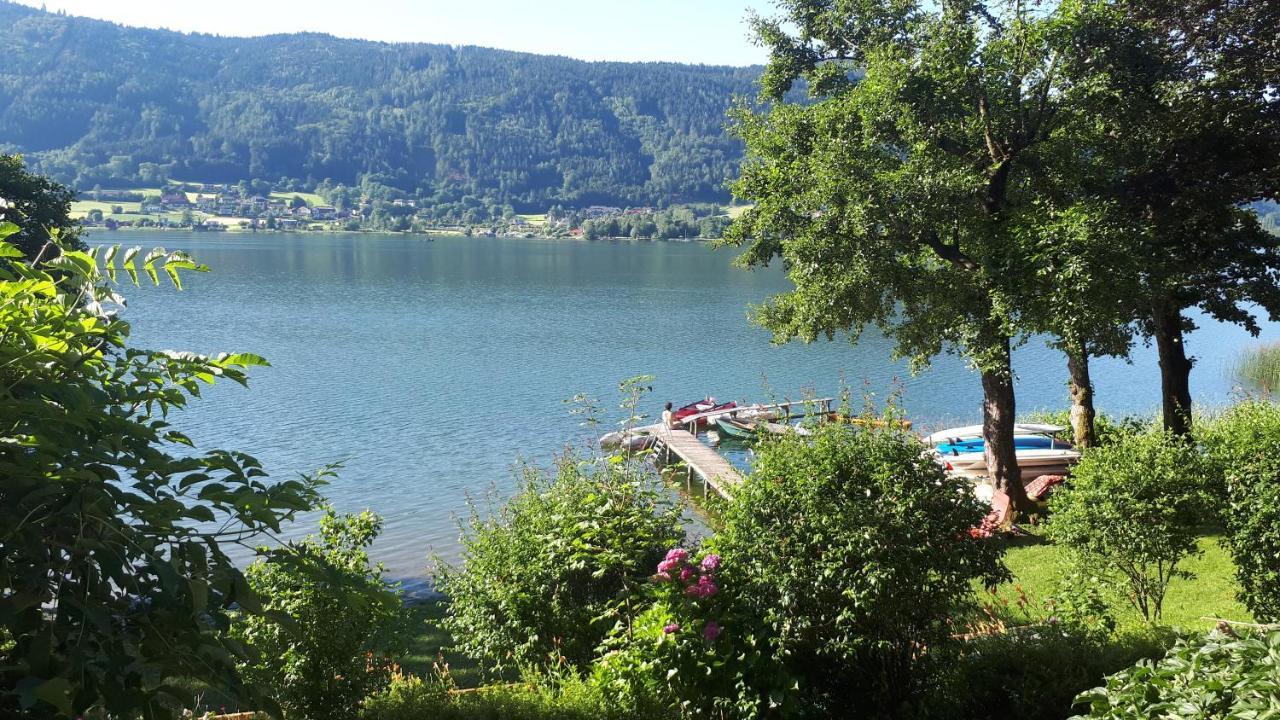 Seeblick Appartement MAREN Haus Hänsel&Gretel direkt am Ossiacher See mit Hallenbad Stiegl Exterior foto