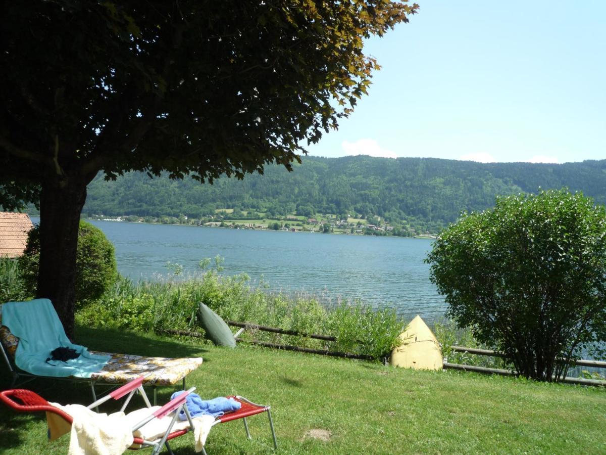 Seeblick Appartement MAREN Haus Hänsel&Gretel direkt am Ossiacher See mit Hallenbad Stiegl Exterior foto