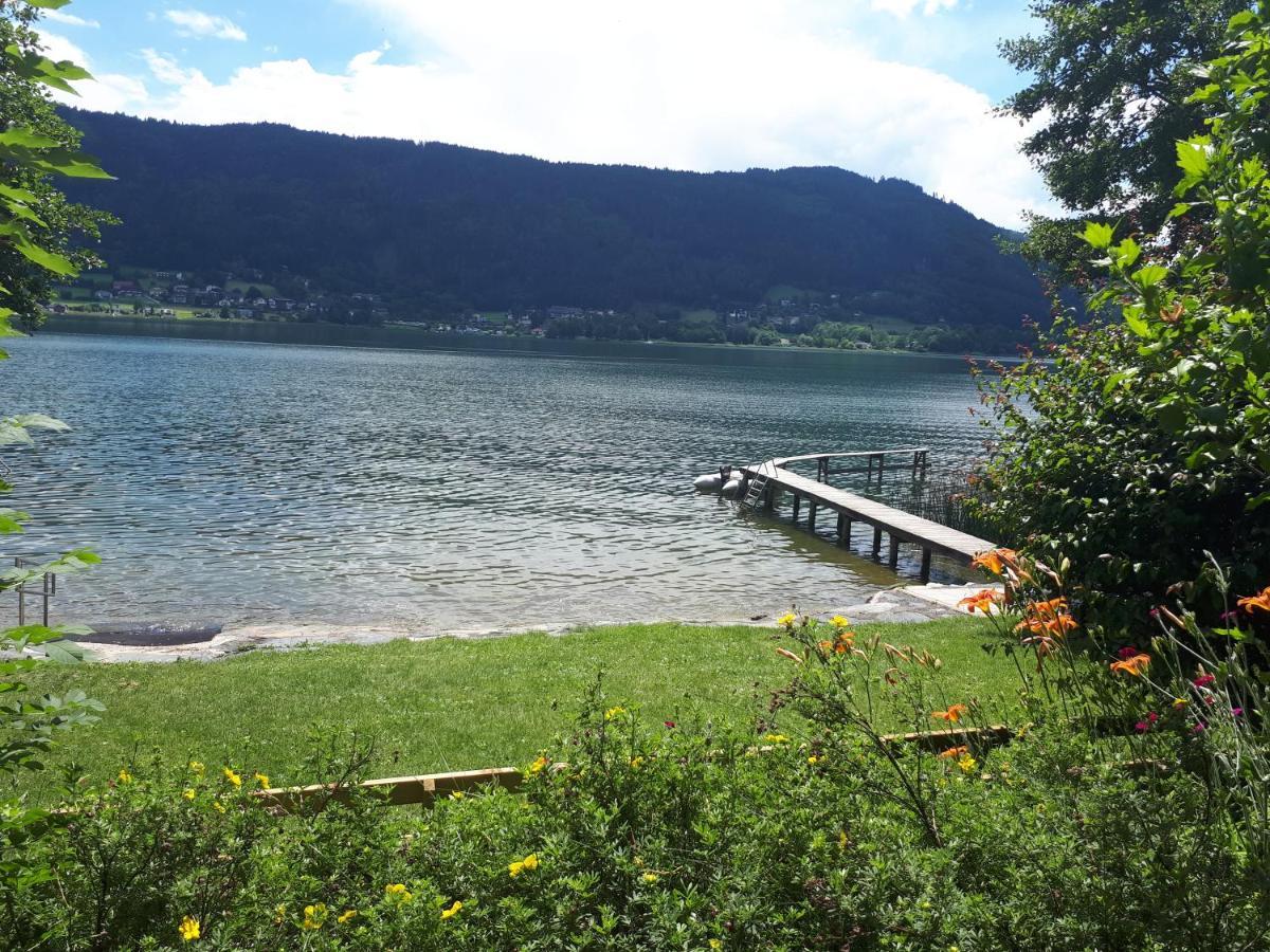 Seeblick Appartement MAREN Haus Hänsel&Gretel direkt am Ossiacher See mit Hallenbad Stiegl Exterior foto