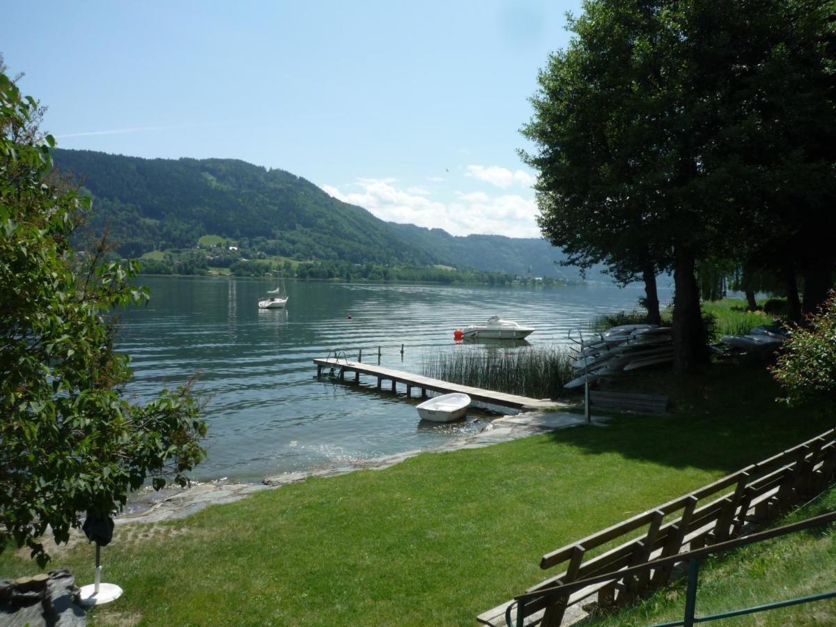 Seeblick Appartement MAREN Haus Hänsel&Gretel direkt am Ossiacher See mit Hallenbad Stiegl Exterior foto