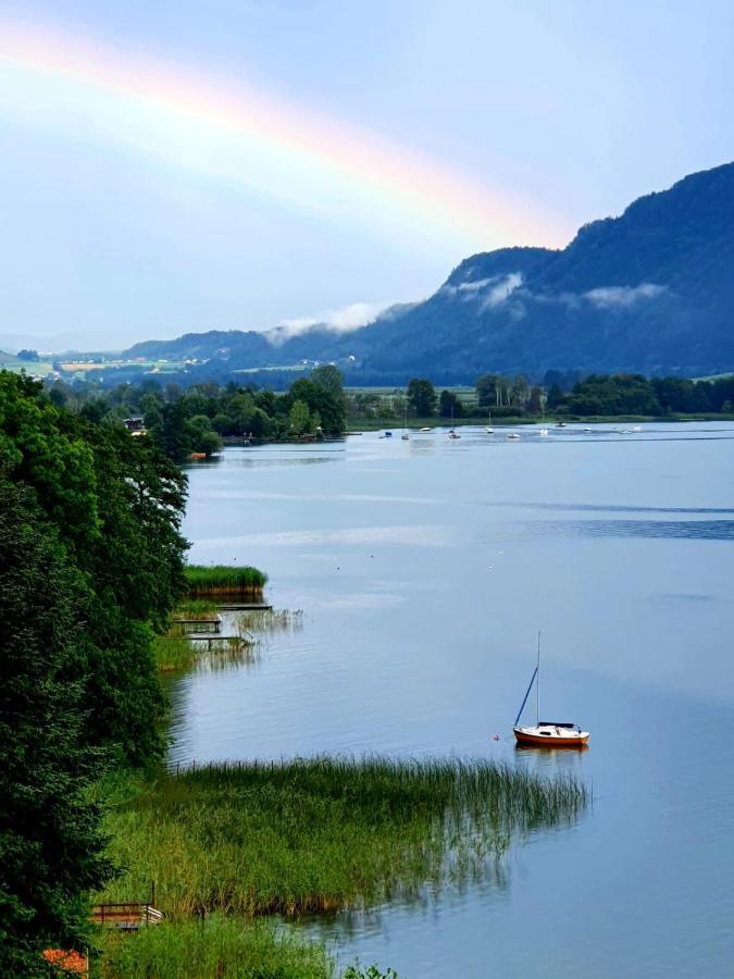 Seeblick Appartement MAREN Haus Hänsel&Gretel direkt am Ossiacher See mit Hallenbad Stiegl Exterior foto