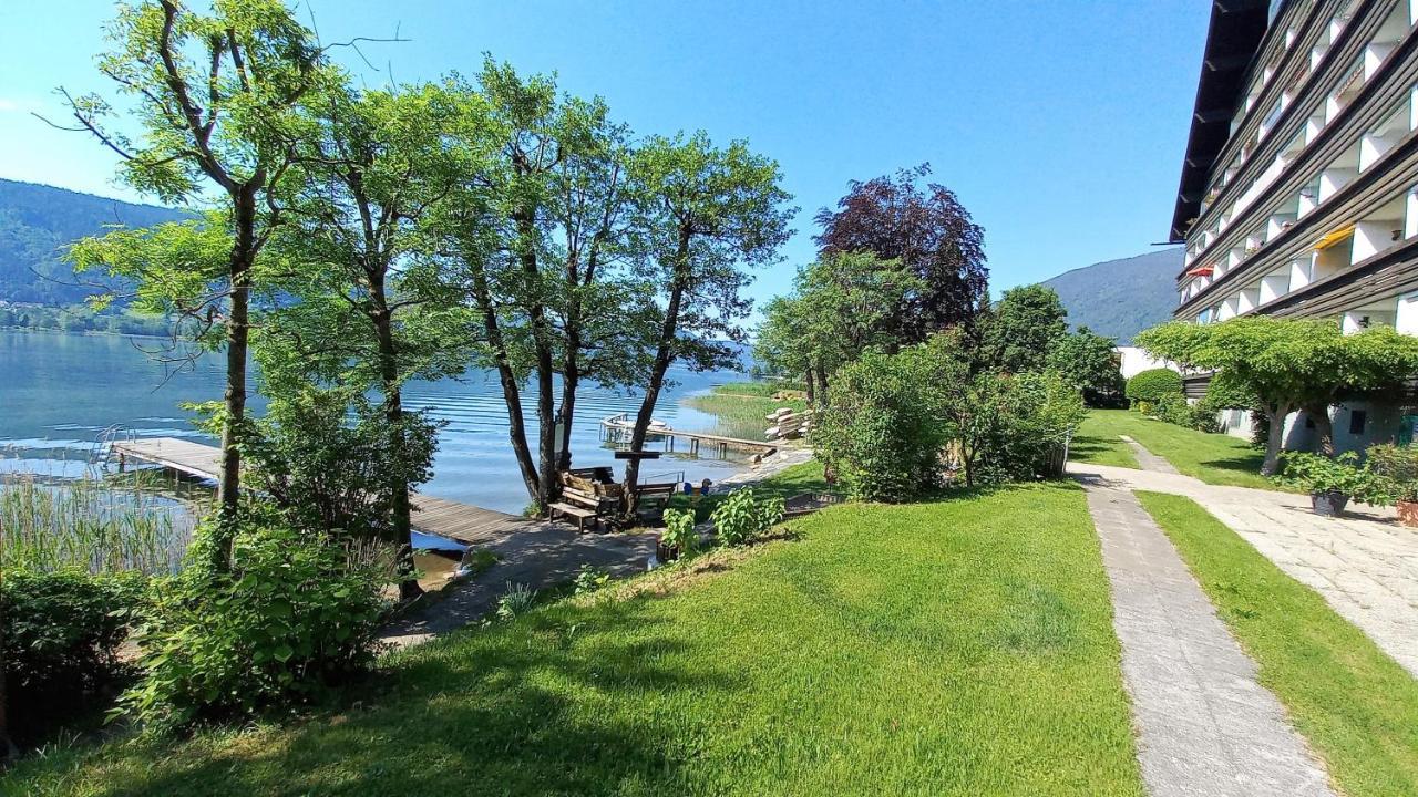 Seeblick Appartement MAREN Haus Hänsel&Gretel direkt am Ossiacher See mit Hallenbad Stiegl Exterior foto