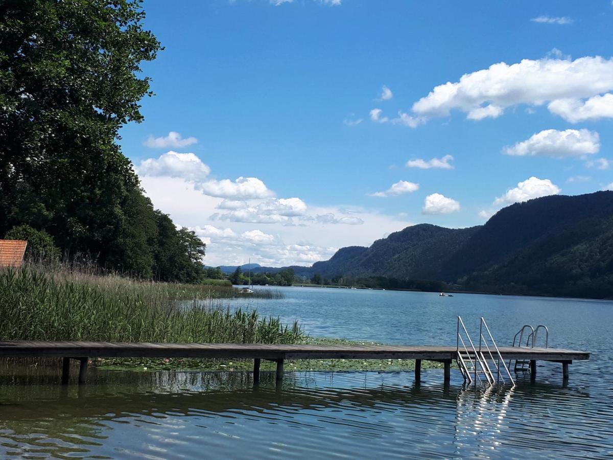 Seeblick Appartement MAREN Haus Hänsel&Gretel direkt am Ossiacher See mit Hallenbad Stiegl Exterior foto